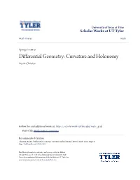Differential Geometry: Curvature and Holonomy Austin Christian