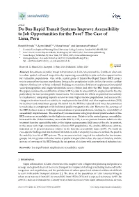 Do Bus Rapid Transit Systems Improve Accessibility to Job Opportunities for the Poor? the Case of Lima, Peru
