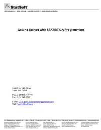 Getting Started with STATISTICA Programming