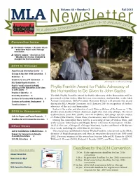 MLA Fall 2013 Newsletter