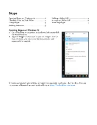 Opening Skype on Windows 10