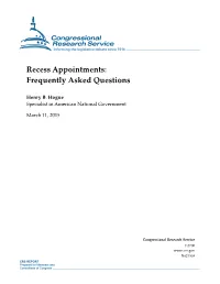 Recess Appointments: Frequently Asked Questions