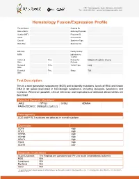 Sample Report for Hematology Fusion/Expression Profile
