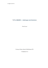 TCP in Manets – Challenges and Solutions
