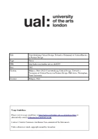 Title Contextualising Critical Design: Towards a Taxonomy of Critical