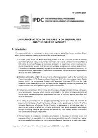 Un Plan of Action on the Safety of Journalists and the Issue of Impunity