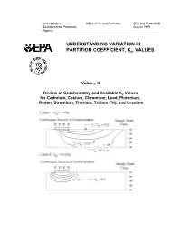 Understanding Variation in Partition Coefficient, Kd, Values: Volume II