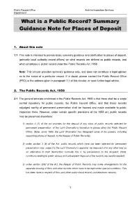What Is a Public Record? Summary Guidance Note for Places of Deposit