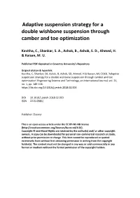 Adaptive Suspension Strategy for a Double Wishbone Suspension Through Camber and Toe Optimization
