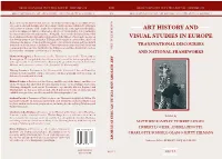 Art History and Visual Studies in Europe