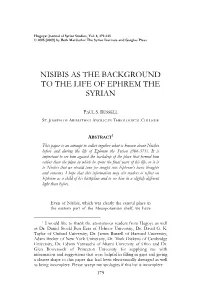 Nisibis As the Background to the Life of Ephrem the Syrian