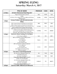 Spring Fling Saturday March 4, 2017