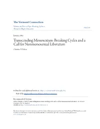 Transcending Monosexism: Breaking Cycles and a Call for Nonmonosexual Liberation Christine V