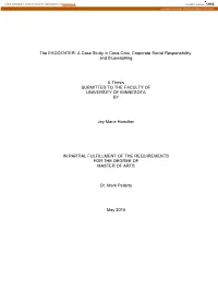 A Case Study in Coca-Cola, Corporate Social Responsibility, and Bluewashing