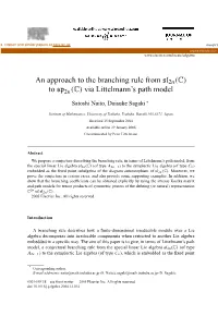 An Approach to the Branching Rule from Sl2n(C) to Sp