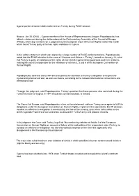 Cypriot Parliamentarian Tables Statement on Turkey During PACE Session