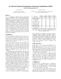 LU, QR and Cholesky Factorizations Using Vector Capabilities of Gpus LAPACK Working Note 202 Vasily Volkov James W