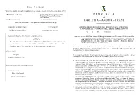 P R O V I N C I a Di BARLETTA – ANDRIA – TRANI