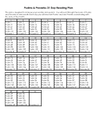 Psalms & Proverbs 31 Day Reading Plan