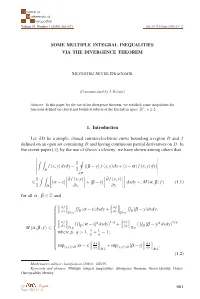 Some Multiple Integral Inequalities Via the Divergence Theorem
