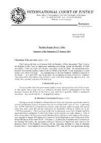 Summary of the Judgment of 27 January 2014