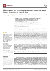 Characterizing and Evaluating the Zoonotic Potential of Novel Viruses Discovered in Vampire Bats