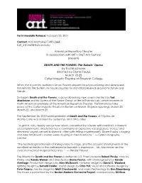 Death and the Powers Release