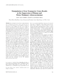 Manipulation of Iron Transporter Genes Results in the Suppression of Human and Mouse Mammary Adenocarcinomas