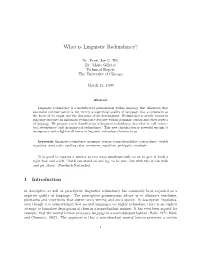 What Is Linguistic Redundancy?