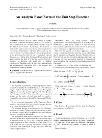An Analytic Exact Form of the Unit Step Function