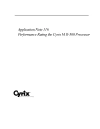Application Note 116 Performance Rating the Cyrix M II-300 Processor
