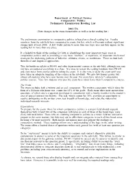 Department of Political Science Comparative Politics Preliminary Examination Reading List
