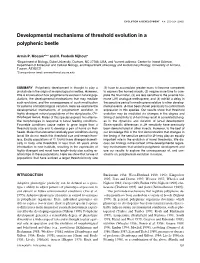 Developmental Mechanisms of Threshold Evolution in a Polyphenic Beetle