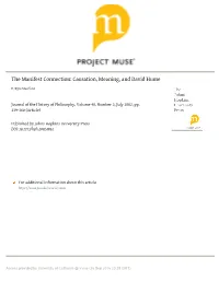 The Manifest Connection: Causation, Meaning, and David Hume