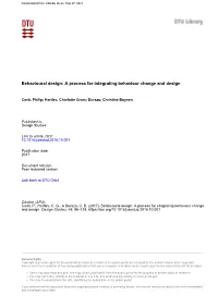 A Process for Integrating Behaviour Change and Design