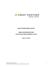 Great Panther Mining Limited Annual Information Form