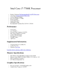 Intel Core I7-7700K Processor