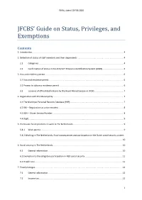 JFCBS' Guide on Status, Privileges, and Exemptions