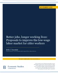 Proposals to Improve the Low-Wage Labor Market for Older Workers