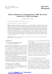 Surface Photometry of Spiral Galaxies in NIR: Structural Parameters of Disks and Bulges