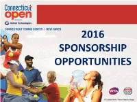 2016 Sponsorship Opportunities Tournament At-A-Glance