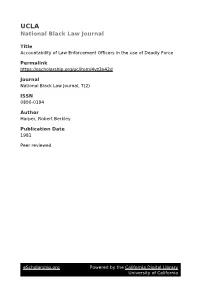 Accountability of Law Enforcement Officers in the Use of Deadly Force