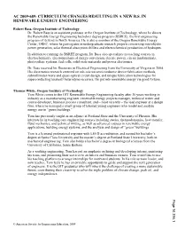 Curriculum Changes Resulting in a New B.S. in Renewable Energy Engineering