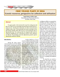 FIBRE YIELDING PLANTS of INDIA Genetic Resources, Perspective for Collection and Utilisation