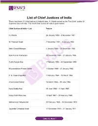 List of Chief Justices of India There Have Been 47 Chief Justices in India Till Date