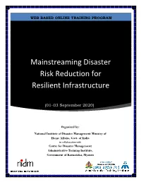 Mainstreaming Disaster Risk Reduction for Resilient Infrastructure