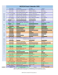 NCOCA Event Calendar 2020