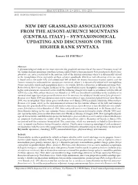 New Dry Grassland Associations from the Ausoni-Aurunci Mountains (Central Italy) – Syntaxonomical Updating and Discussion on the Higher Rank Syntaxa