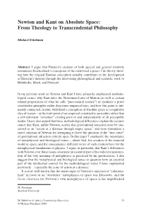 Newton and Kant on Absolute Space: from Theology to Transcendental Philosophy