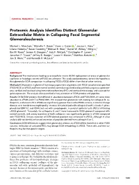 Proteomic Analysis Identifies Distinct Glomerular Extracellular Matrix In
